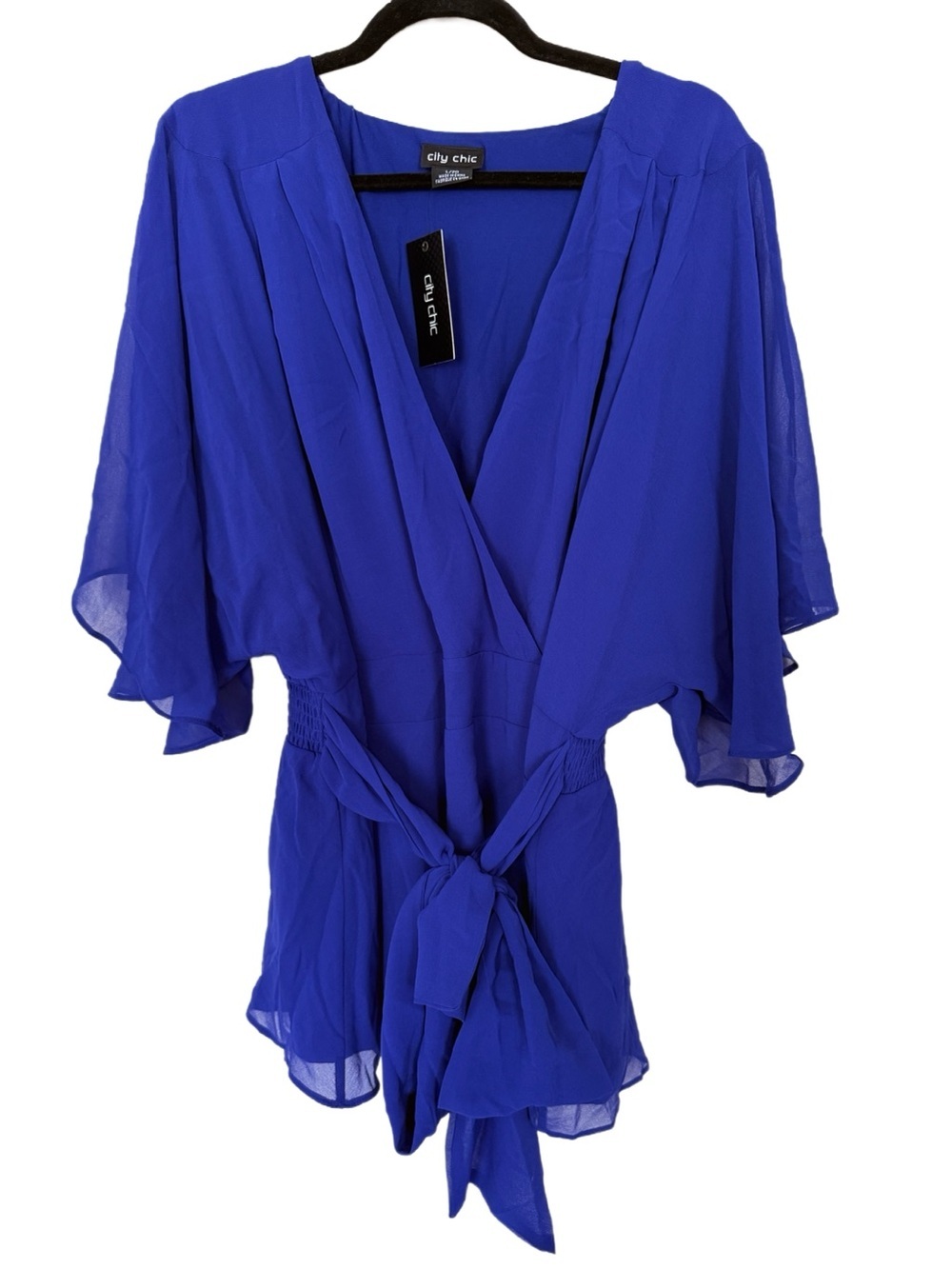 NWT City Chic Elegant Wrap Top, Size L/20, Ultra Blue - Picture 3 of 6